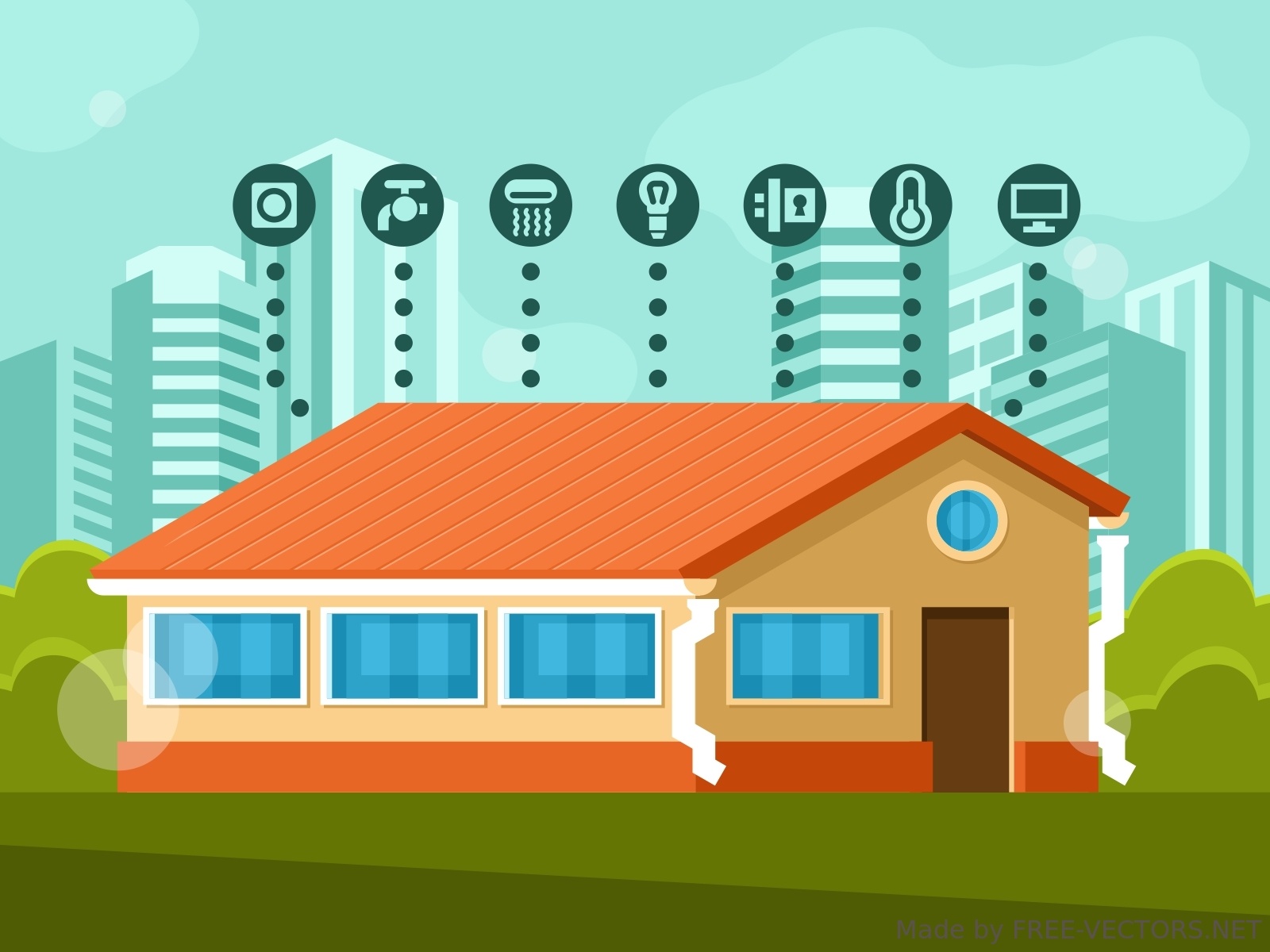 Схема умного дома с подключёнными устройствами и рисками безопасности